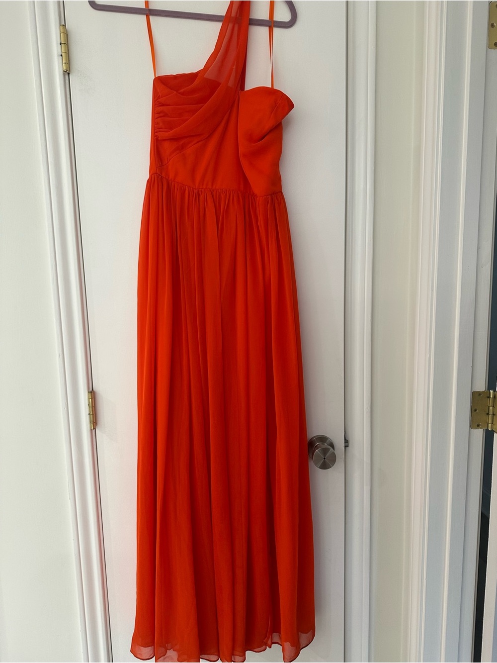 Imade Dress One-Shoulder Orange Dress with High Leg Slit - Picture 2 of 3